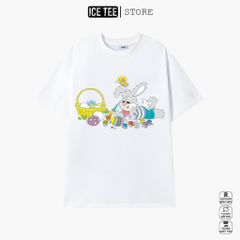 Áo Thun Nữ, Áo Phông Nam Nữ Unisex Tay Lỡ ICETEE Mã i12 Hình in hình Thỏ Cute Chất Cotton Form Rộng Phong Cách Ulzzang