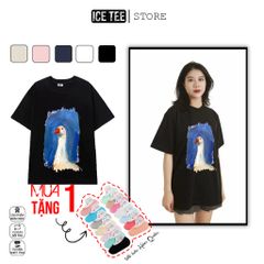 Áo Thun Nữ, Áo Phông Nam Nữ Unisex Tay Lỡ ICETEE Mã i24 Hình in Vịt Cute Chất Cotton Form Rộng Phong Cách Ulzzang
