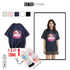 Áo Thun Nữ, Áo Phông Nam Nữ Unisex Tay Lỡ ICETEE Mã i29 Hình in Thiên Nga Cute Chất Cotton Form Rộng Phong Cách Ulzzang