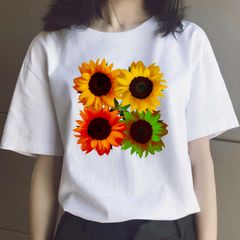 Áo Thun Nữ, Áo Phông Nam Nữ Unisex Tay Lỡ ICETEE Mã i28 Hình in Hoa hướng dương Chất Cotton Form Rộng Phong Cách Ulzzang