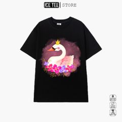 Áo Thun Nữ, Áo Phông Nam Nữ Unisex Tay Lỡ ICETEE Mã i29 Hình in Thiên Nga Cute Chất Cotton Form Rộng Phong Cách Ulzzang