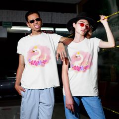 Áo Thun Nữ, Áo Phông Nam Nữ Unisex Tay Lỡ ICETEE Mã i29 Hình in Thiên Nga Cute Chất Cotton Form Rộng Phong Cách Ulzzang