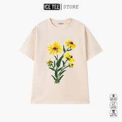 Áo Thun Nữ, Áo Phông Nam Nữ Unisex Tay Lỡ ICETEE Mã i16 Hình in Hoa Mai Cute Chất Cotton Form Rộng Phong Cách Ulzzang