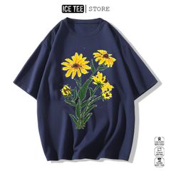 Áo Thun Nữ, Áo Phông Nam Nữ Unisex Tay Lỡ ICETEE Mã i16 Hình in Hoa Mai Cute Chất Cotton Form Rộng Phong Cách Ulzzang