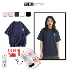 Áo Thun Nữ, Áo Phông Nam Nữ Unisex Tay Lỡ ICETEE Mã i50 Hình in Mini Thỏ Cute Chất Cotton Form Rộng Phong Cách Ulzzang