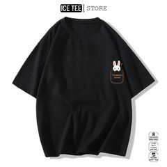 Áo Thun Nữ, Áo Phông Nam Nữ Unisex Tay Lỡ ICETEE Mã i50 Hình in Mini Thỏ Cute Chất Cotton Form Rộng Phong Cách Ulzzang