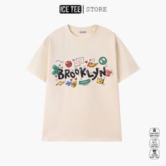 Áo Thun Nữ, Áo Phông Nam Nữ Unisex Tay Lỡ ICETEE Mã i19 Hình in Brooklyn Cute Chất Cotton Form Rộng Phong Cách Ulzzang