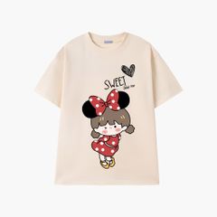 Áo Thun Nữ, Áo Phông Nam Nữ Unisex Tay Lỡ ICETEE Mã i32 Hình in Bé Đào Cute Chất Cotton Form Rộng Phong Cách Ulzzang