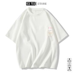 Áo Thun Nữ, Áo Phông Nam Nữ Unisex Tay Lỡ ICETEE Mã i50 Hình in Mini Thỏ Cute Chất Cotton Form Rộng Phong Cách Ulzzang