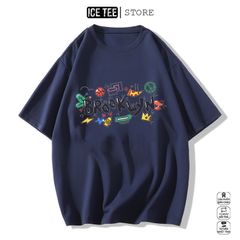 Áo Thun Nữ, Áo Phông Nam Nữ Unisex Tay Lỡ ICETEE Mã i19 Hình in Brooklyn Cute Chất Cotton Form Rộng Phong Cách Ulzzang