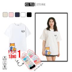 Áo Thun Shiba ICETEE i02 Unisex Cottton Co Giãn, Áo Phông Tay Lỡ Cổ Tròn Form Oversize Thời Trang Nam Nữ