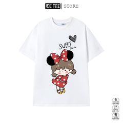 Áo Thun Nữ, Áo Phông Nam Nữ Unisex Tay Lỡ ICETEE Mã i32 Hình in Bé Đào Cute Chất Cotton Form Rộng Phong Cách Ulzzang