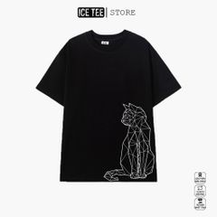 Áo Thun Nữ, Áo Phông Nam Nữ Unisex Tay Lỡ ICETEE Mã i45 Hình in Galaxy Cat Cute Chất Cotton Form Rộng Phong Cách Ulzzang