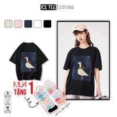 Áo Thun Nữ, Áo Phông Nam Nữ Unisex Tay Lỡ ICETEE Mã i57 Hình in vịt con Cute Chất Cotton Form Rộng Phong Cách Ulzzang