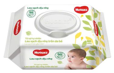 Combo 4 gói khăn giấy ướt Huggies 80 miếng không mùi, không chứa cồn,lau sạch vi khuẩn, lành tính cho da bé