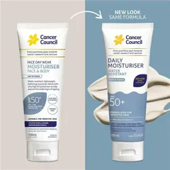 Cancer Council SPF 50+ Face & Body Moisturiser Water Resistant 150ml