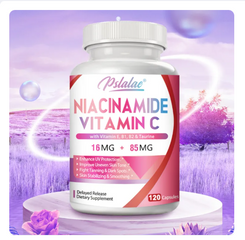 Bổ sung Niacinamide Vitamin C & E dưỡng trắng da, mờ vết thâm 120 viên mềm chay