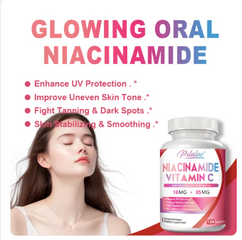 Bổ sung Niacinamide Vitamin C & E dưỡng trắng da, mờ vết thâm 120 viên mềm chay