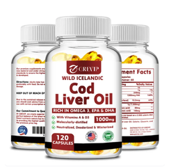 (30 viên) Viên nang mềm dầu gan cá tuyết Grevip Iceland - Dầu cá EPA DHA Omega 3 đánh bắt tự nhiên 1000mg mỗi khẩu phần - Vitamin D3 & A