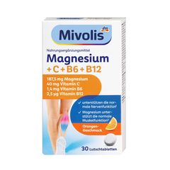 Viên ngậm thuần chay Magie + C B6 B12 Mivolis Đức 30 viên