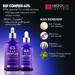 Histolab 63 Tinh Chất Serum Histolab EGF Complex Ampoule 63% Trẻ Hoá Da Chống Lão Hoá, Tăng Đàn Hồi, Mờ Vết Nhăn