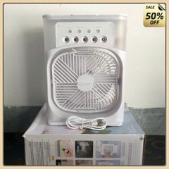 Quạt Phun Sương Mini Để Bàn,Quạt Điều Hòa Hơi Nước Có Đèn LED 7 Màu Dung Tích 600ml,Chế Độ Hẹn Giờ