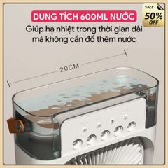 Quạt Phun Sương Mini Để Bàn,Quạt Điều Hòa Hơi Nước Có Đèn LED 7 Màu Dung Tích 600ml,Chế Độ Hẹn Giờ