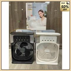 Quạt Phun Sương Mini Để Bàn,Quạt Điều Hòa Hơi Nước Có Đèn LED 7 Màu Dung Tích 600ml,Chế Độ Hẹn Giờ