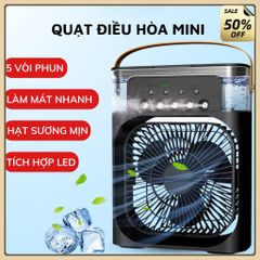 Quạt Phun Sương Mini Để Bàn,Quạt Điều Hòa Hơi Nước Có Đèn LED 7 Màu Dung Tích 600ml,Chế Độ Hẹn Giờ
