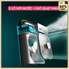 Quạt Phun Sương Mini Để Bàn,Quạt Điều Hòa Hơi Nước Có Đèn LED 7 Màu Dung Tích 600ml,Chế Độ Hẹn Giờ