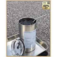 Ly giữ nhiệt iced americano inox 304 cao cấp chống gỉ 600ml, cốc uống nước giữ nhiệt có ống hút tiện lợi