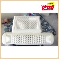 [BH 1NĂM] Gối Cao Su Ôm Đúc Nguyên Khối 100% cao su thiên nhiên Cao Cấp Có Gai Massage Vai Cổ Gáy, hỗ trợ vai gáy