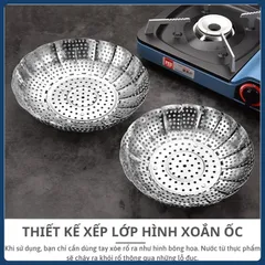 Xửng hấp Inox 3 chân gấp gọn - Vỉ hấp đa năng bung gập dễ dàng đồ hấp xôi, hấp bánh bao, đồ ăn cho bé