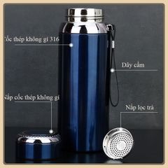 Bình Giữ Nhiệt Nóng - Lạnh cao cấp - Inox 316 loại 1000ml loại  nắp kim cương