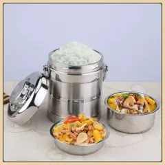 Cà Men/ Cặp Lồng Đựng Cơm 3 Ngăn Inox 304 Cao Cấp dung tích 2000ML