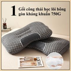 Gối công thái học lõi bông gòn kháng khuẩn 750G, Ruột gối chống đau mỏi cổ vai gáy TIẾN ĐẠT