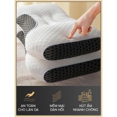 Gối công thái học lõi bông gòn kháng khuẩn 750G, Ruột gối chống đau mỏi cổ vai gáy TIẾN ĐẠT