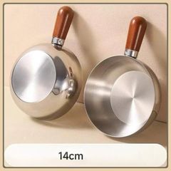 COMBO 2 Nồi Inox 304 Mini Có Tay Cầm Cân Gỗ Cao Cấp, KÍCH THƯỚC 14cm Bát Mì Tức Thì, Bát Salad, Nồi Súp, Lấu Ăn Dặm