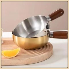 COMBO 2 Nồi Inox 304 Mini Có Tay Cầm Cân Gỗ Cao Cấp, KÍCH THƯỚC 14cm Bát Mì Tức Thì, Bát Salad, Nồi Súp, Lấu Ăn Dặm