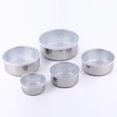 Bộ 5 hộp lạnh inox tròn, Hộ lạnh đựng thực phẩm inox, Combo 5 hộp inox
