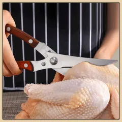 Kéo Nhà Bếp Đa Năng Cắt Thịt Gà, Vịt Nhanh Gọn - Siêu Bén - Cán Gỗ Cầm Chắc Tay