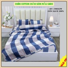 Chăn hè kẻ caro chần bông đắp 2 mặt mền size 1m6 x 2m chất liệu cotton thoáng mát