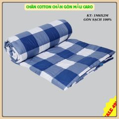 Chăn hè kẻ caro chần bông đắp 2 mặt mền size 1m6 x 2m chất liệu cotton thoáng mát