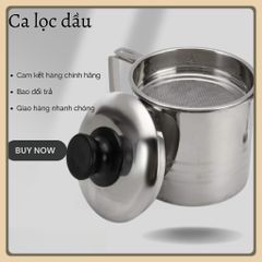 Ca lọc dầu ăn- mỡ inox 304 1,2l- tốt cho sức khỏe ,kèm rây lọc, chống gỉ, an toàn, tiện dụng cho nhà bếp