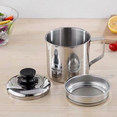 Ca lọc dầu ăn- mỡ inox 304 1,2l- tốt cho sức khỏe ,kèm rây lọc, chống gỉ, an toàn, tiện dụng cho nhà bếp
