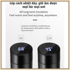 Bình giữ nhiệt thông minh có hiển thị nhiệt độ nước, Bình giữ nhiệt 500ml, Bình giữ nhiệt inox hiển thị nhiệt độ