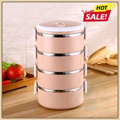 Camen Giữ Nhiệt 4 Tầng Ruột Inox Cao Cấp, hợp đựng cơm 4 tầng