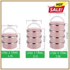 Camen Giữ Nhiệt 4 Tầng Ruột Inox Cao Cấp, hợp đựng cơm 4 tầng