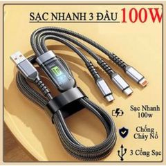 CÓ MÀN HÌNH Cáp Dữ Liệu 3 Trong 1, Bộ Sạc Micro USB Type C, Cáp sạc di động, Phụ kiện cáp dữ liệu di động