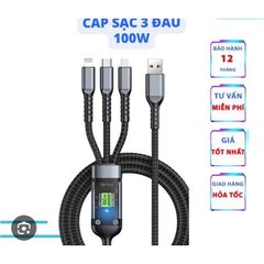 CÓ MÀN HÌNH Cáp Dữ Liệu 3 Trong 1, Bộ Sạc Micro USB Type C, Cáp sạc di động, Phụ kiện cáp dữ liệu di động